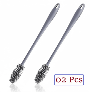 Bottle Cleaning Brush Silicone Long Handle for Baby Bottle, Water Bottle, Containers, Vase and Glass, Bottle Cleaner for Home and Kitchen Accessories Item Products 02 Pcs