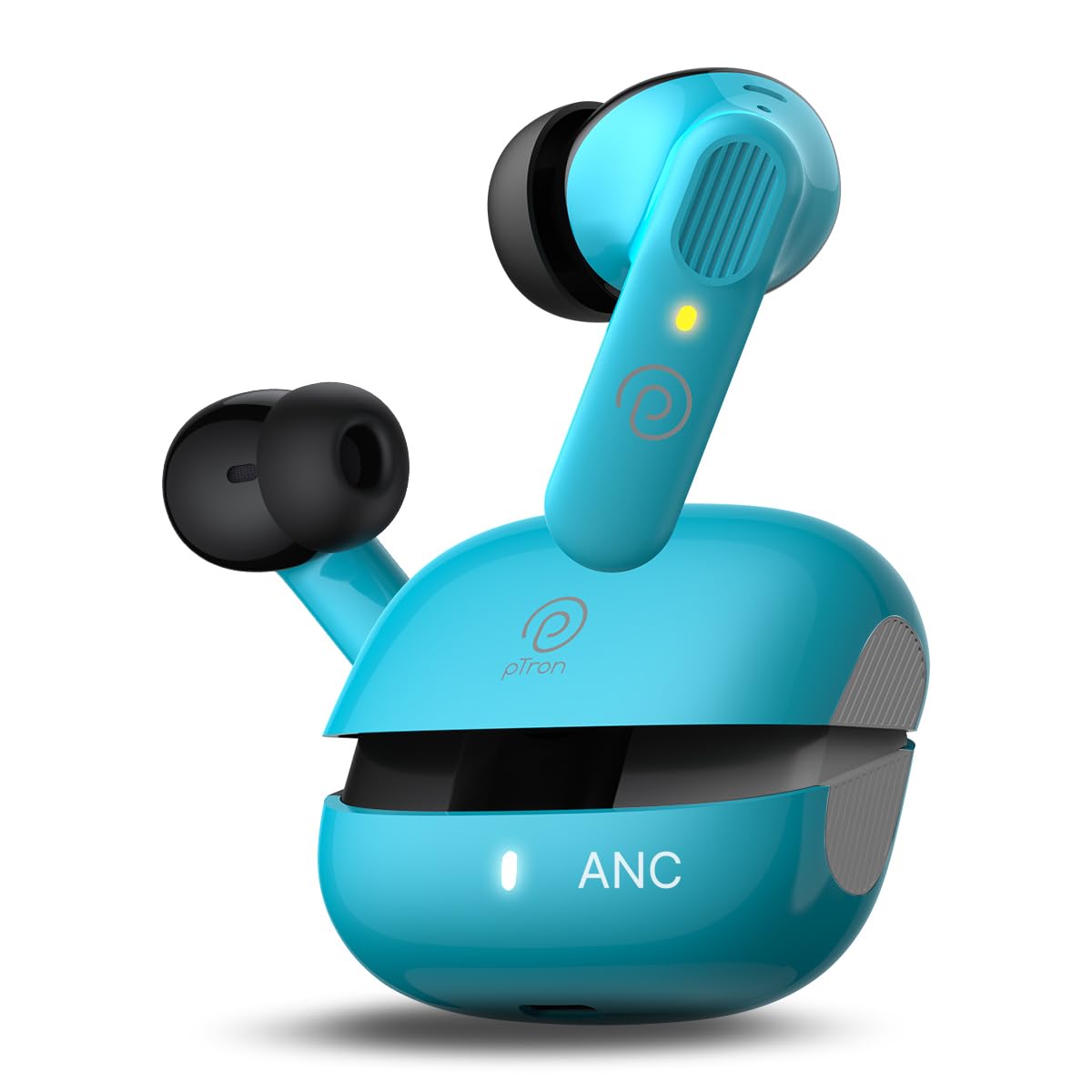 pTron Zenbuds 1 V2 ANC Bluetooth V5.3 in Ear Earbuds, 32dB Quietsound Tech, 13mm Hyperdrivers with 4D Panaromic Audio, 4 Quadpro ANC Mics, 40Ms Low Latency Game/Music Modes & IPX5 (Sky Blue)