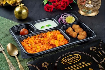 Andhra Paneer Biryani Thali With Kebabs
