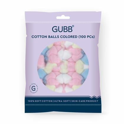 GUBB Coloured Cotton Balls For Face Cleansing & Makeup Removal 100 Pieces