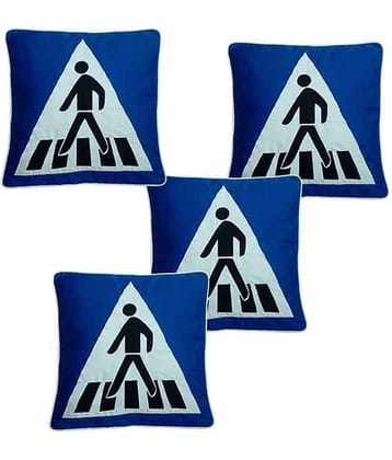 Hugs'n'Rugs Blue Cotton Cushion Covers - Set Of 4
