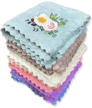 Suraj Enterprises Microfibre Floral Face Towel 351-400 GSM ( Pack of 10 ) - Multicolor