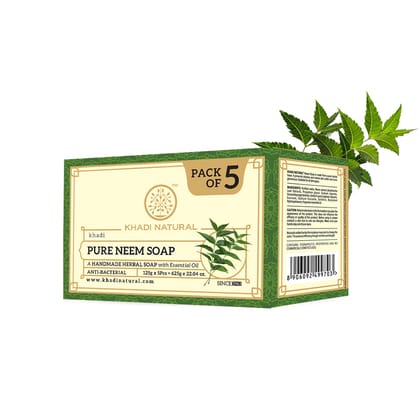 Khadi Natural Herbal Pure Neem Soap Combo Pack Of 5 – 125gm Each
