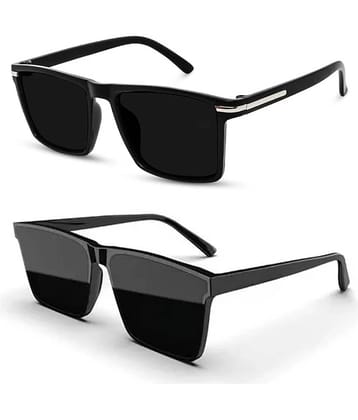 Elligator Multicolor Rectangular Sunglasses ( Pack of 2 )