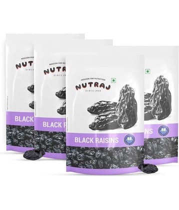 Nutraj Black Raisins 800g (200g X 4), Kali Kishmish 800g, Seedless Black Raisins