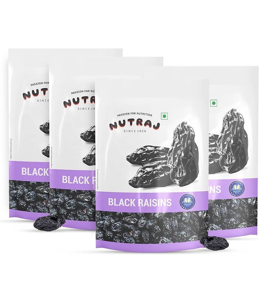 Nutraj Black Raisins 800g (200g X 4), Kali Kishmish 800g, Seedless Black Raisins