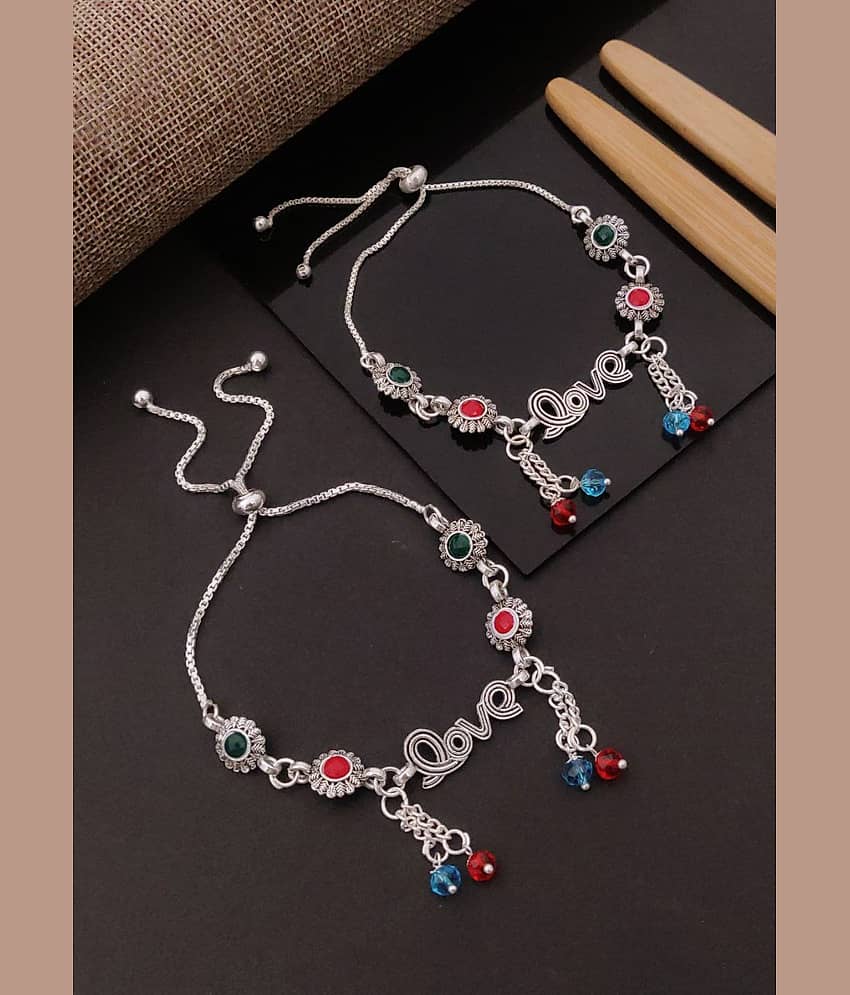 Shivay Fashion  hub Silver Anklets ( Pack of 2 )