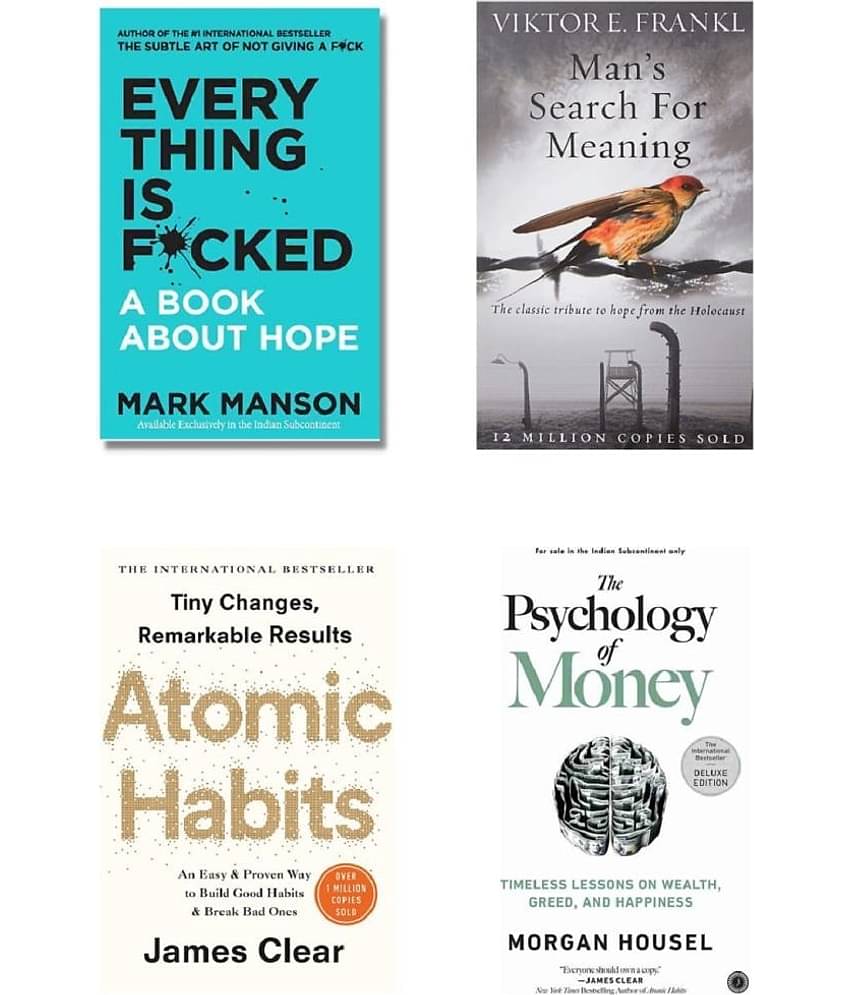 ( Combo Of 4 Pack ) Everything Is F*cked & Men Search For Meaning & Atomic Habits & The Psychology of Money - Paperback , English - 2023