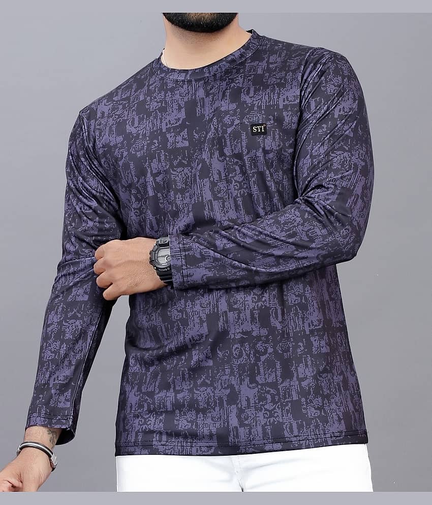 STI Cotton Blend Regular Fit Printed Full Sleeves Men's Round T-Shirt - Multicolor2 ( Pack of 1 )