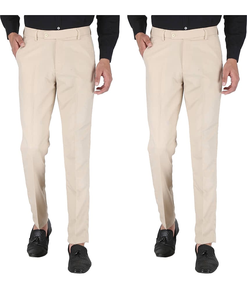 Playerz - Multicolor Polycotton Slim - Fit Men's Formal Pants ( Pack of 2 )