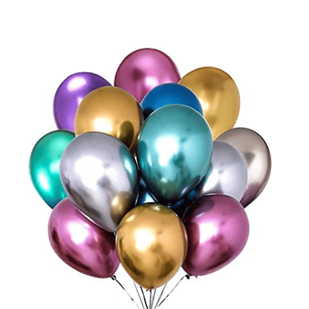 Multicolor Chrome Latex / Rubber Balloon - 10 inches - Bulk Pack - 50PCS