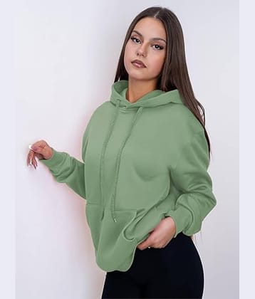 Greenflair Women Fleece Hooded Sweatshirt For ( Black )