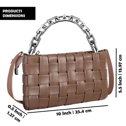 Brown Designer Faux Leather Handbag For Women And Girls HB36