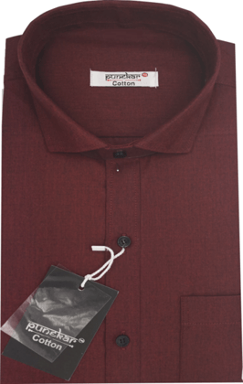 Cotton Tanmay Satin Maroon Color Full Sleeves Formal Shirt for Men's-L (40 Inch) (102 CM)