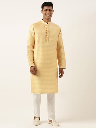 Yellow Ikat Printed Kurta Set-XS/36 / Only Kurta - No Lowers