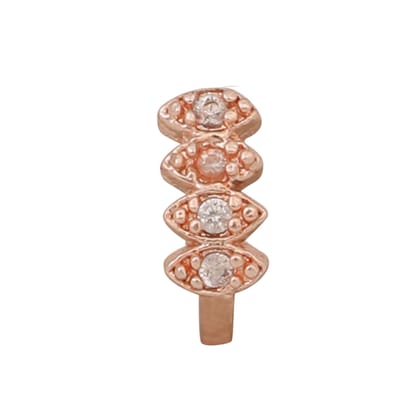 AD CZ Diamond Pressing Rose Gold Nose Pin (1 CM)-White / Rose Gold / Free Size