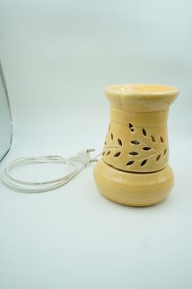 Handmade Electric Ceramic Aroma Lamp - Peach Beige / Yellow