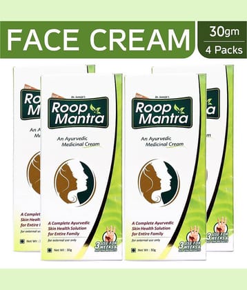 Roop Mantra Face Cream 30gm, Pack of 4 (Ayurvedic Cream for Men & Women, Helpful in Acne, Pimples, Boils, Skin Infections) - For All types of Skin