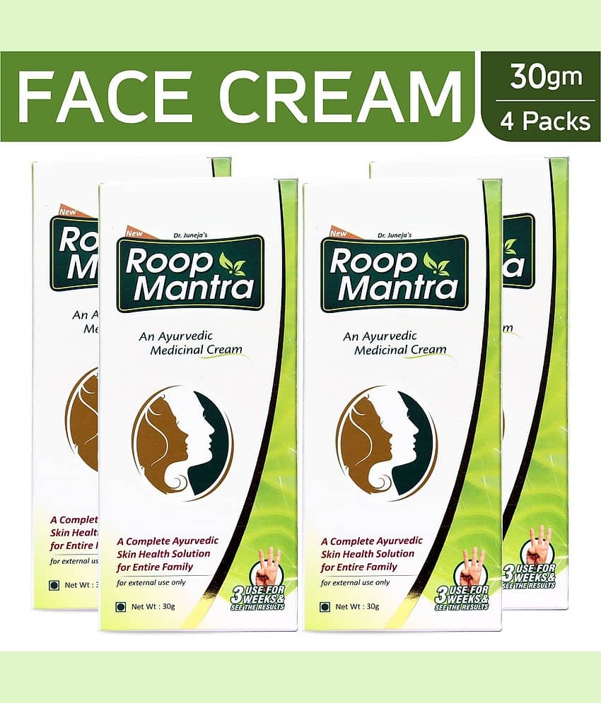 Roop Mantra Face Cream 30gm, Pack of 4 (Ayurvedic Cream for Men & Women, Helpful in Acne, Pimples, Boils, Skin Infections) - For All types of Skin