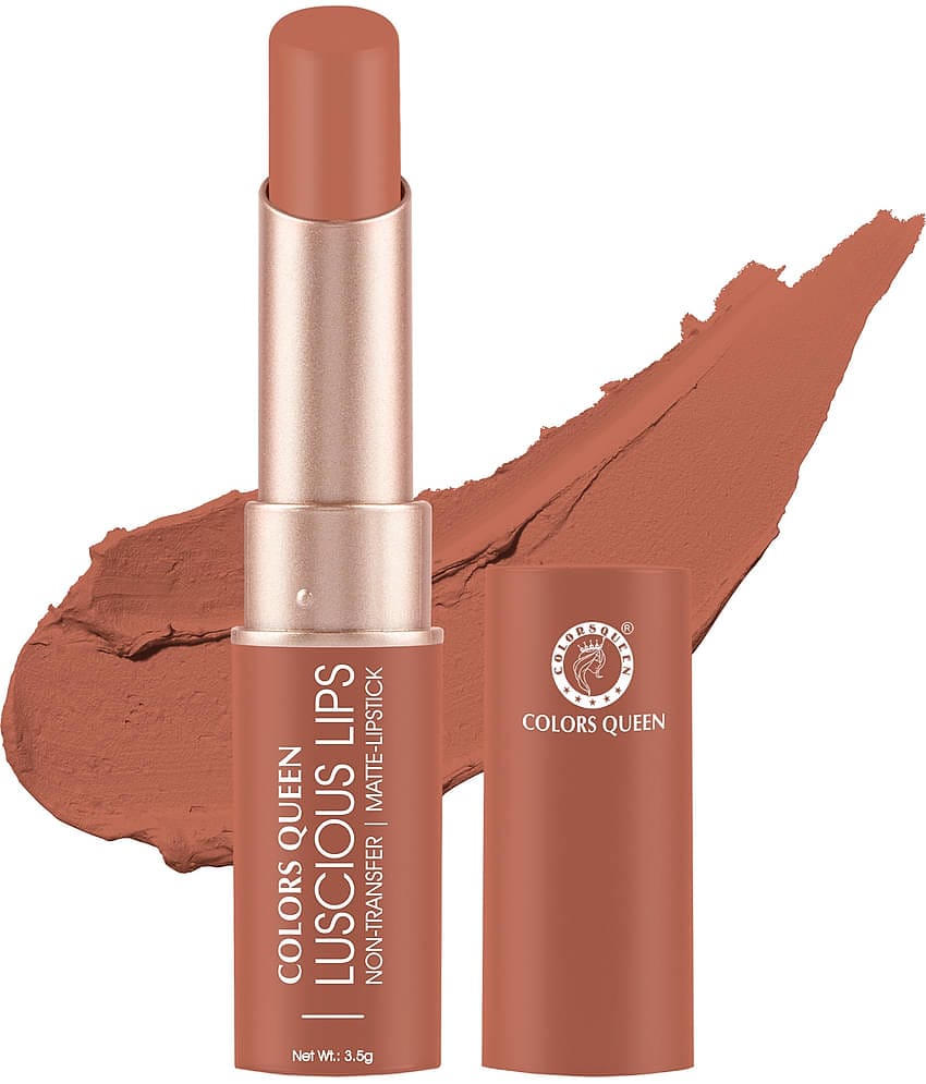 Colors Queen Luscious Lips Non Transfer Creamy Matte Lipstick 3.5g, Bunch Nude (Shade - 18)
