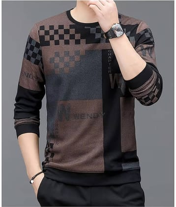 FABRIPPLE Polyester Regular Fit Printed Full Sleeves Men's Round T-Shirt - Multicolor ( Pack of 1 )