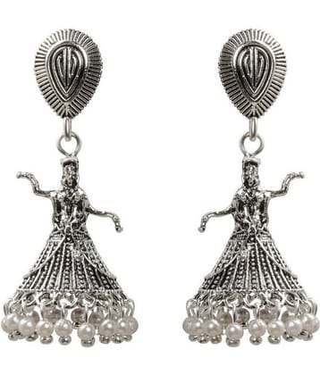 Silver Shine Attractive Silver Dancing Women Jhumki Earrings.