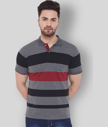 AUSTIN WOOD Pack of 1 Cotton Regular Fit Striped Half Sleeves Men's Polo T Shirt ( Grey )