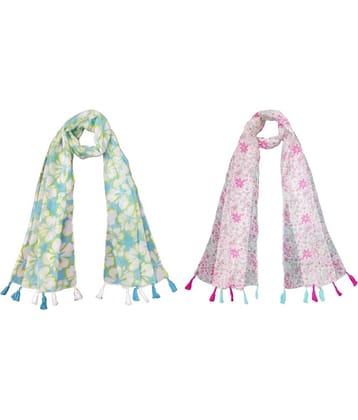 stolevilla Multi Printed Poly Cotton Yarn Stoles ( Pack of 2 )