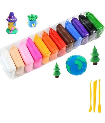 ECLET (Pack of 12) Air Dry Clay, Colorful Children Soft Clay, Creative Art Crafts, Gifts for Kids-Multi Color. Non-Toxic Modeling Magic Fluffy Foam Bouncing Clay Putty Kit for Kids with Tools .128