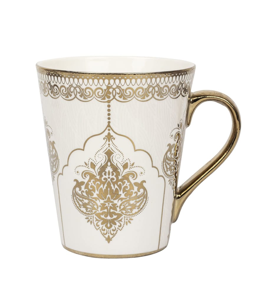 Femora Heritage Gold Coffee Mug Milk Mug - 330 ML, Set of 3 (Not Microwave Safe)