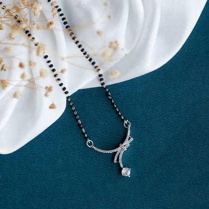 Eternal Bond Rhodium Mangalsutra-White / Rhodium / 18"