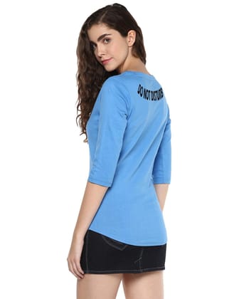 Womens 34U DND Printed Blue Color Tshirts-Blue / Small / 100% Bio Wash Cotton