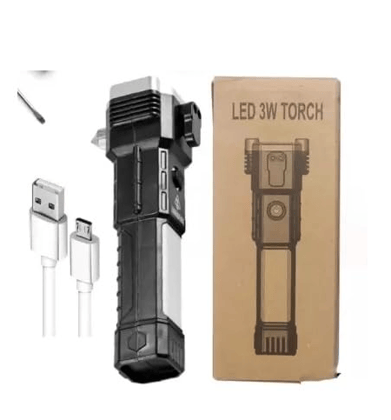 KP Torch Light, 3W Rechargeable Torch LED Flashlight (Black, 15 cm, Rechargeable)