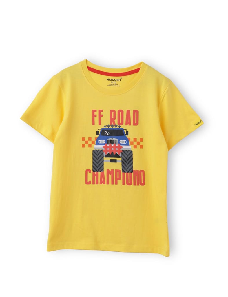 Premium Kids Boys T shirt Cotton Dandelion Yellow Off Road Champion 2025 at ShopCircuit | ONDC
