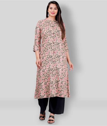 MAUKA - Beige Straight Rayon Women's Stitched Salwar Suit ( Pack of 1 )