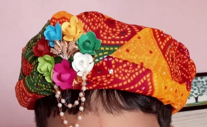 Rajasthani pagdi with floral broach