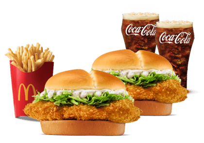 2 Mc Crispy Chicken Burger + Fries (L) + 2 Coke