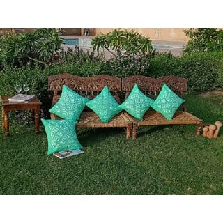 Applique Cushion Cover Green