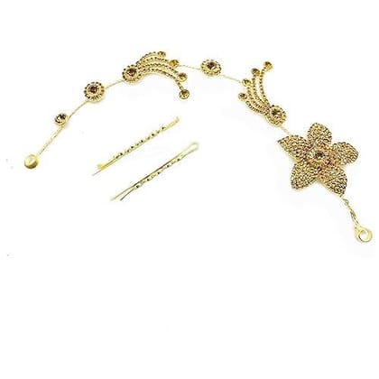 Brass Rhinestone Party Tiara with 2 Hair Pins