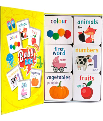 The Book tree -Picture book  Baby Box for early learning  , Gift Set of Small 6 Board Book for Children Age 0 - 2 Years ,  12 Pages Board Book -  my first word book , colour book , animal book , fruits book , number book , vegetable book