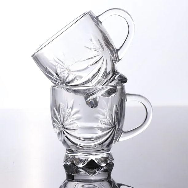 Star Design Glass Tea Cup, 145 ML, Pack of 6, Coffee Mug, Use for Green, Herbal, Lemon Tea, Hot/Cold Drinks Cups