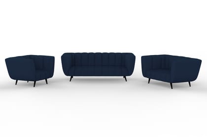 Wakeup India Sofa | Mushy Premium Fabric Sofa Set | 6 Seater Sofa | Pocket Spring Cushion | Padded Cushioned Armrest | Polished Wooden Leg ( Berry Blue, Seating-3+2+1 ) | 1 Year warranty