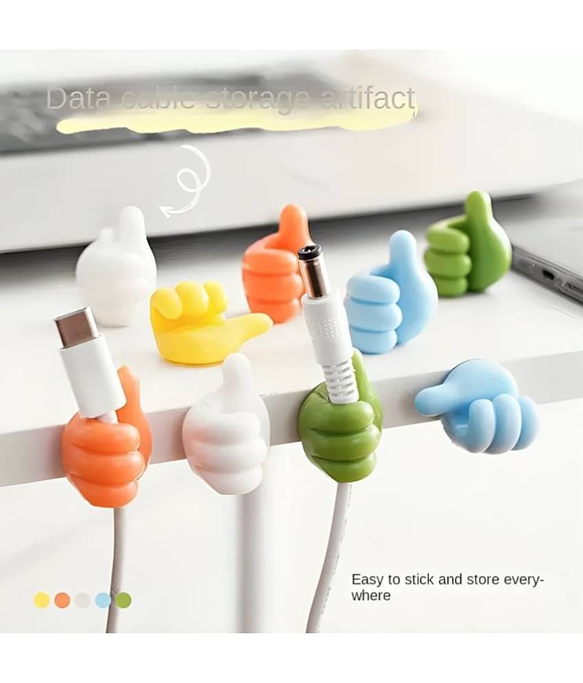 Self Adhesive Thumb Wall Hooks for Hanging, Cable Clips, ( set of 10 )