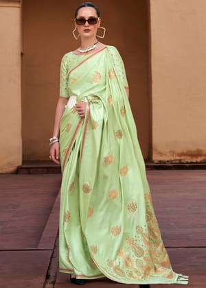 Delight Green Woven Satin Silk Saree