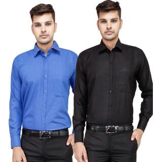 Baleshwar Men Multicolor Solid Formal Shirt (Pack of 2)