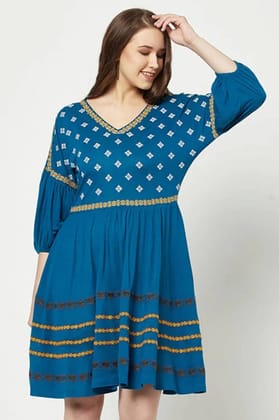 Blue Embroidered Dress