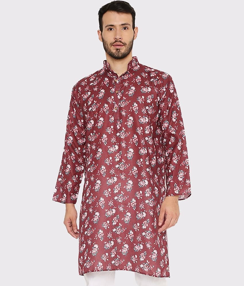 Maharaja - Maroon Linen Men's Regular Kurta ( Pack of 1 )