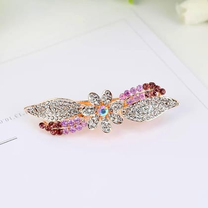 Colorful Rhinestone Hair Clip-Pink