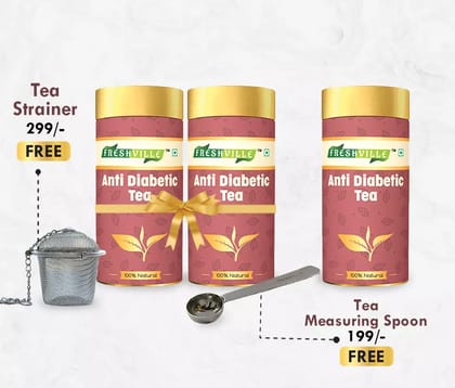 Freshville Anti Diabetic Tea | Pure & Natural | Rich In Anti-Diabetic Property | Improves Insulin Sensitivity & Cholesterol Level | Turmeric, Tamarind, Karela, Tulsi, Cinnamon