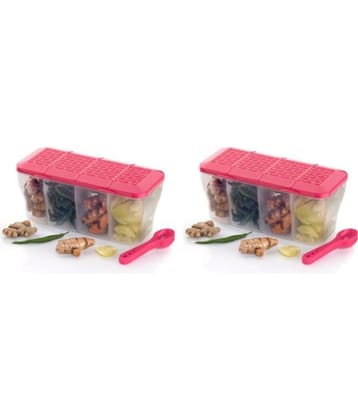 MAGICSPOON Plastic Pink Multi-Purpose Container ( Set of 2 )